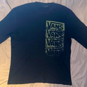 Vans Vintage Black Long Sleeve Thermal Crew Neck Graphic Shirt